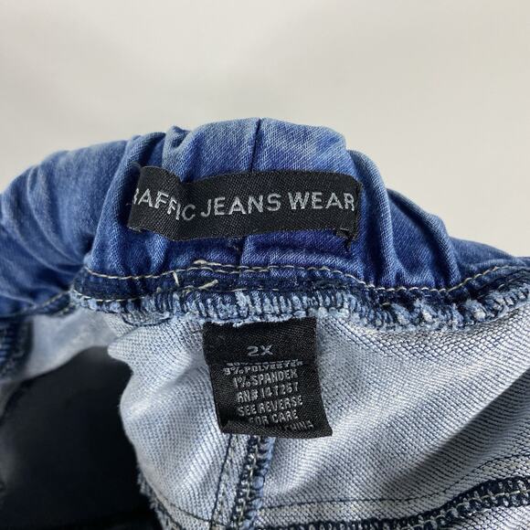Traffic Jeans Wear Plus Size 2X Moto Jogger Style Skinny Jeans Blue - Picture 4 of 5